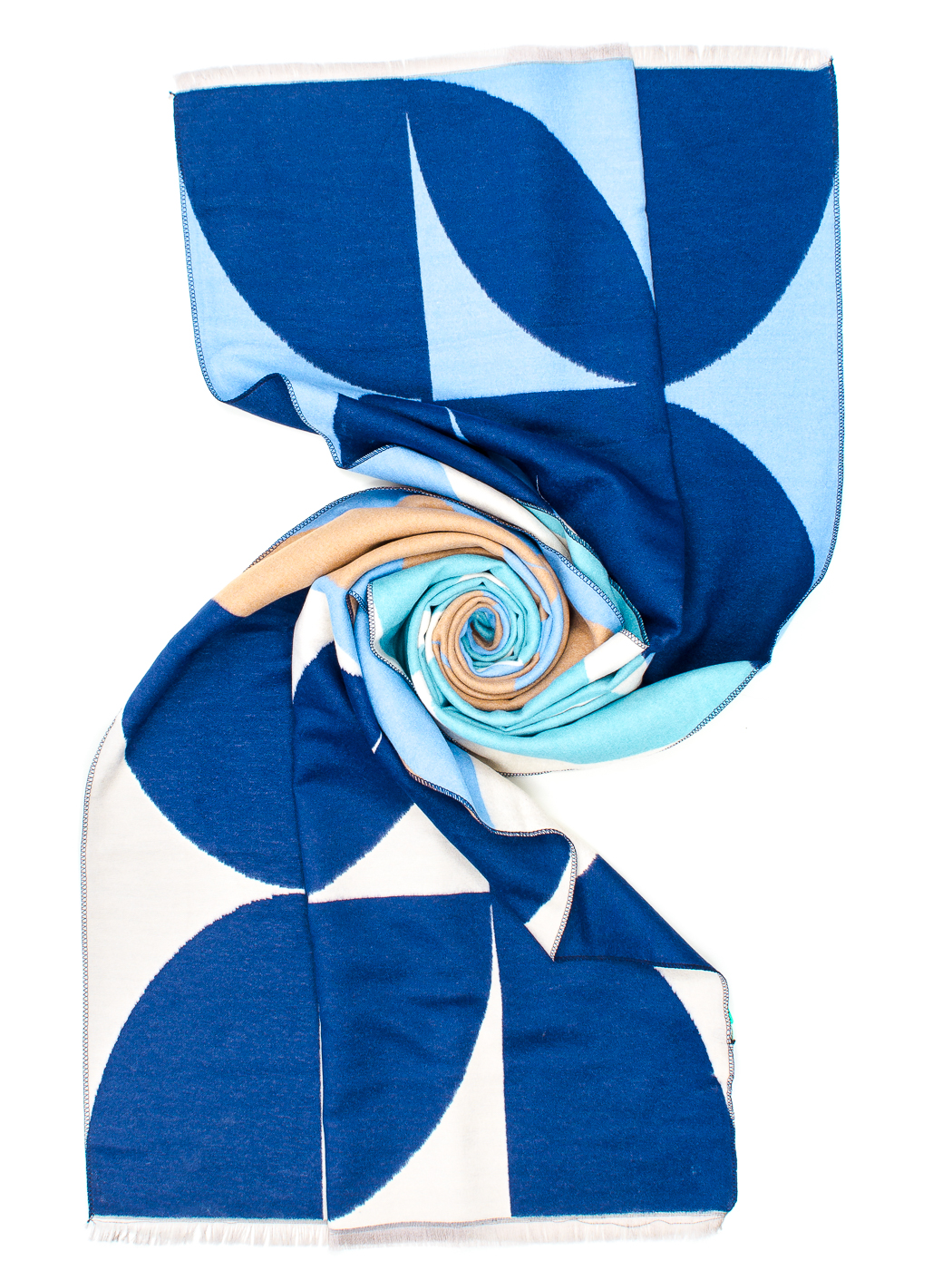STOLA STAMPA GEOMETRIC FLOWER, 75X185 - BLUE